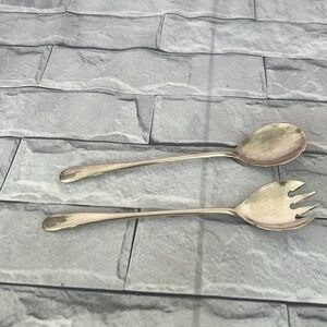 Vintage Silver plated Italian salad serving utensil spoon & fork silverware